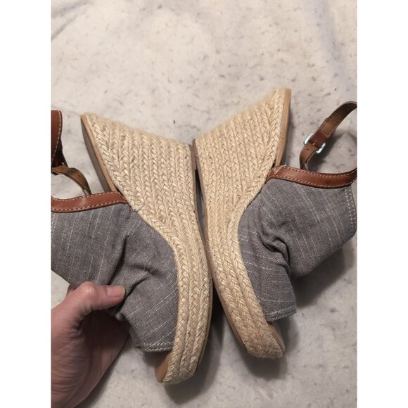 Y Not? gray canvas slingback espadrille platform 4in wedge sandal size 11 - Picture 4 of 10